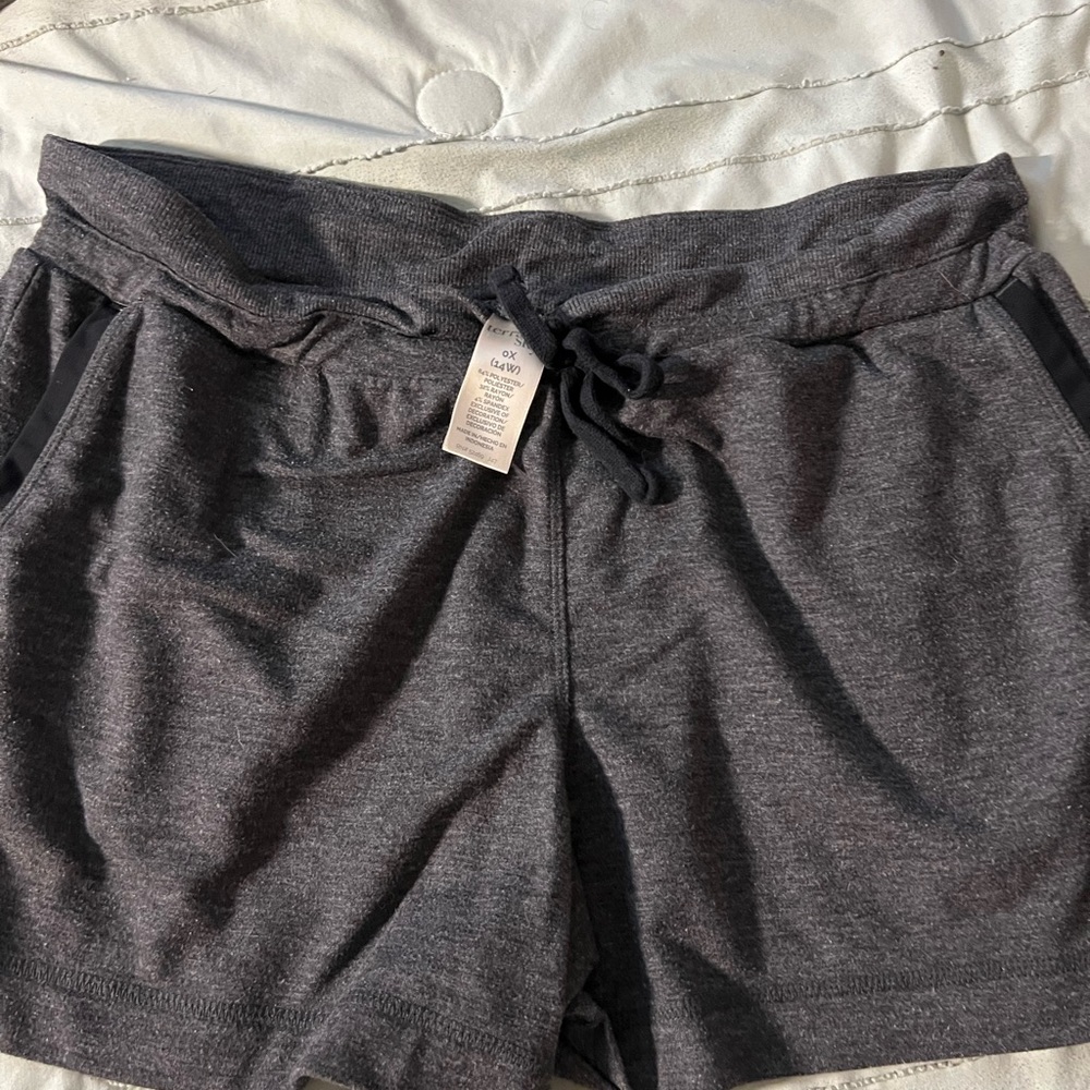 Terra & Sky Gray Athletic Shorts with Drawstring and Soft Fabric